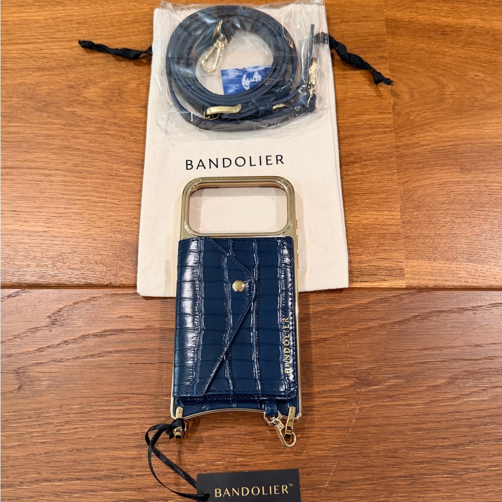 Bandolier Remi Croc Crossbody Phone Case in Navy - iPhone 17 Pro Max - NWT